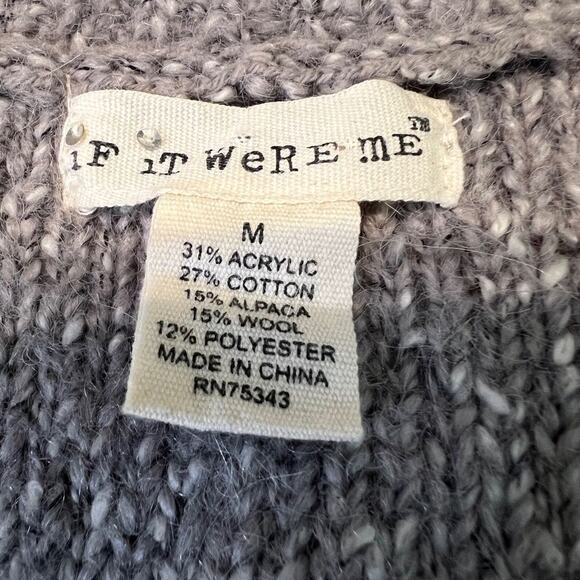 If it Were Me sweater gray wool alpaca blend short puff sleeve cardigan  Sz M - Picture 7 of 8